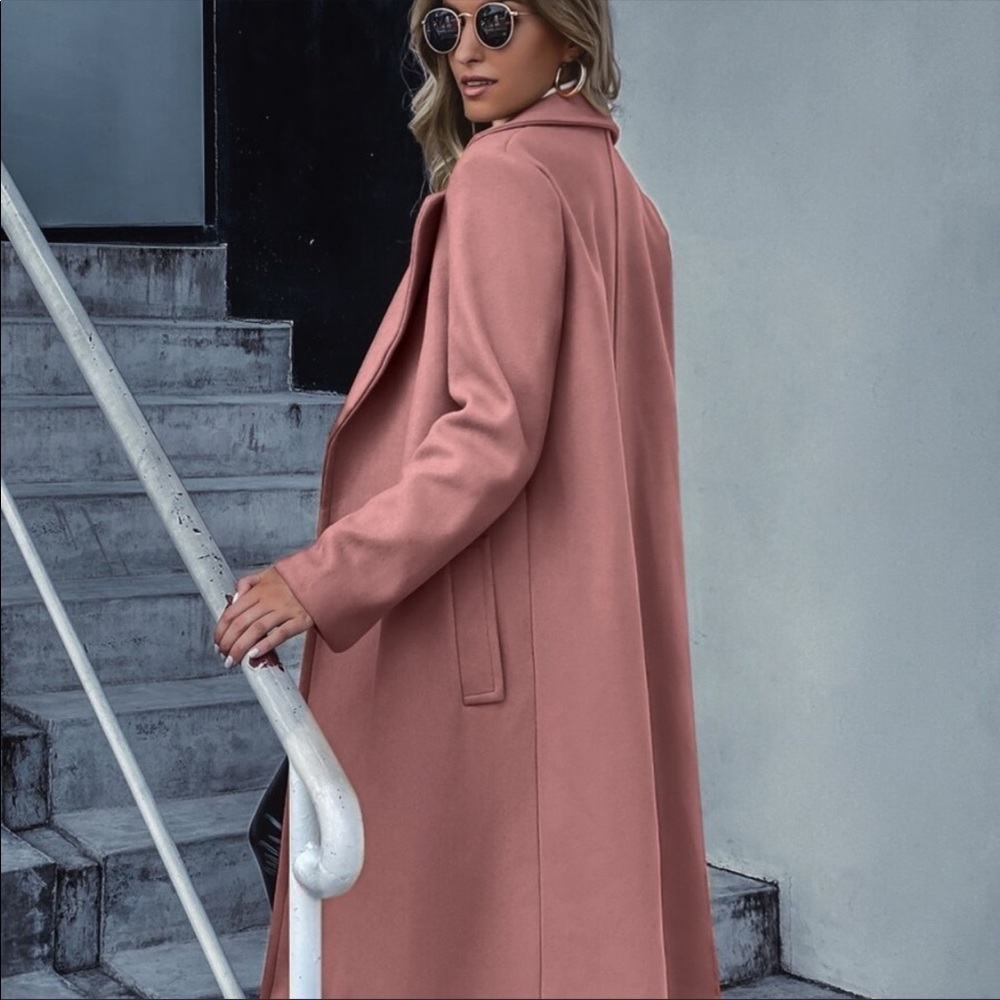 Trench coat pea coat jacket charcoal gray grey - Picture 16 of 16